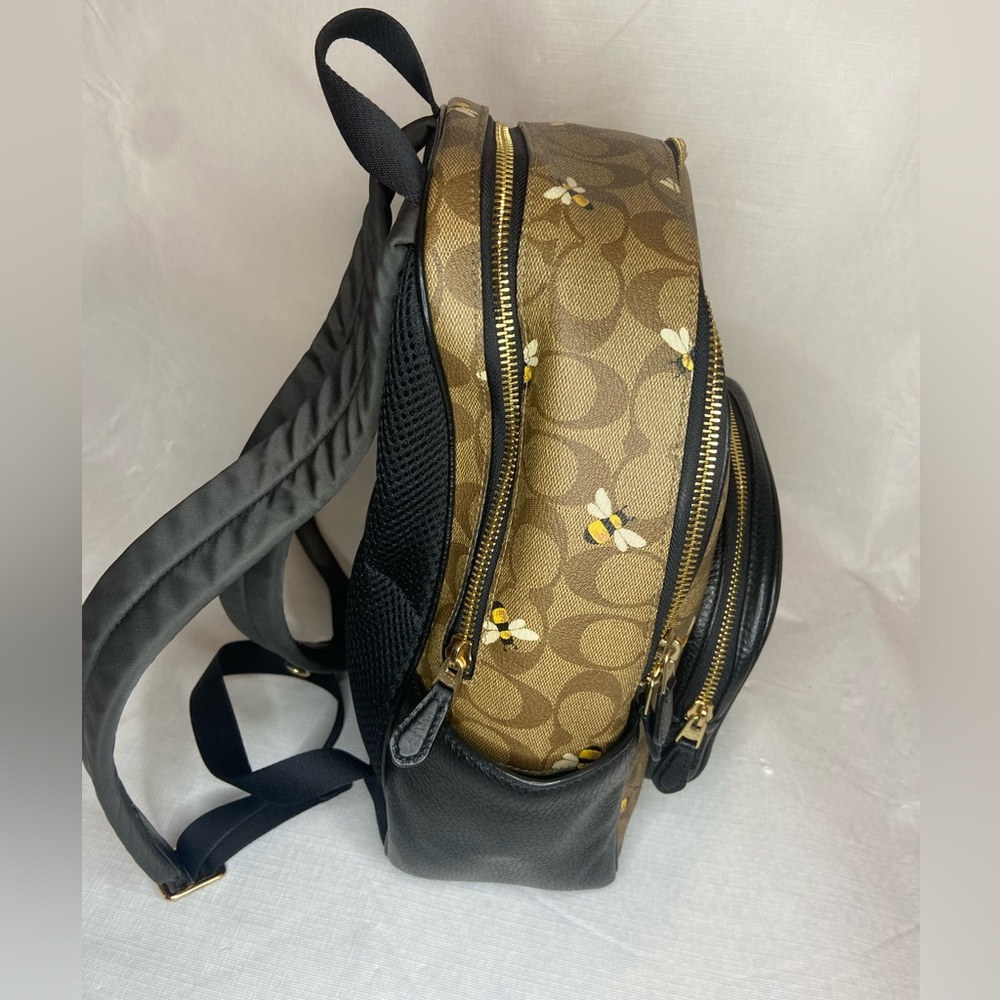 Coach Court Women's Backpack In Signature Canvas & Leather W/ Bee Print (C8592) - Picture 4 of 13